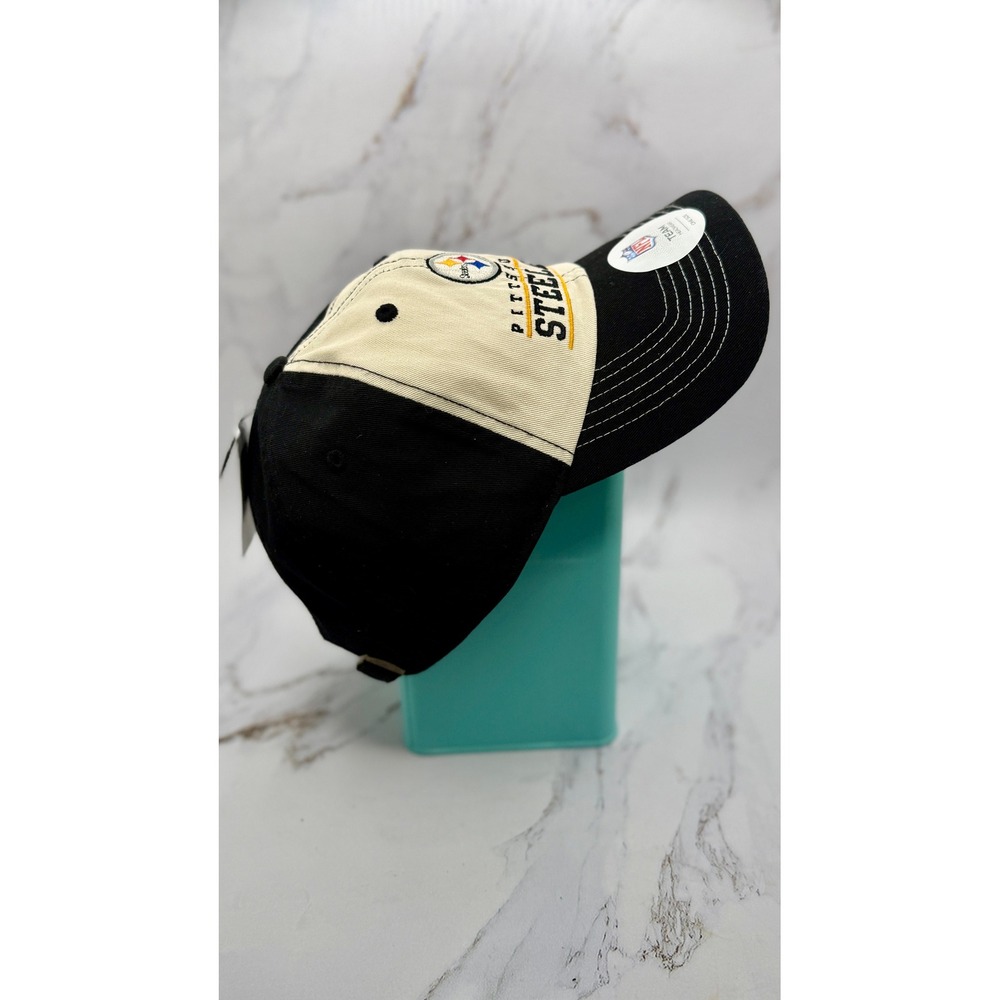 NFL Pittsburgh Steelers Hat Adjustable Cap Black Cream Two Tone Headwear NEW - Picture 9 of 13